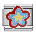 Detailed macro view of a colorful enamel flower charm link for Italian modular bracelets. - Dreamy Colored Flower (ICJ758)