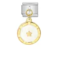 Breloque modulaire italienne avec pendentif étoile en acier inoxydable bicolore - Étoile Blanche (G571-1-1)