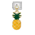 Maillon de bracelet modulaire italien avec un joli charm d'ananas jaune et vert - Style Ananas Modulaire Italien (ICG383-2)