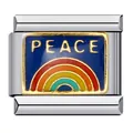 Charm per bracciale modulare italiano in acciaio al titanio con design arcobaleno pace - Stile Parola Pace Arcobaleno (ICJ221)