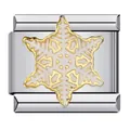 Gold-plated snowflake charm link for DIY Italian stainless steel modular bracelet - Gold Snowflake (ICJ611)