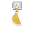 Charme modulaire style italien avec pendentif citron en émail jaune pour bracelets - Style Tranche de Citron Modulaire Italienne (ICG385-2)