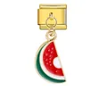 Charm italien doré avec pendentif tranche de pastèque colorée pour bracelets DIY - Style Tranche de Pastèque Modulaire Italienne (ICG386-1)