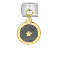 Maillon de bracelet modulaire italien avec pendentif étoile dorée ronde - Étoile Noire (G571-4-1)
