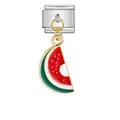 Module de breloque pastèque de style italien pour bracelets DIY en acier inoxydable - Style Tranche de Pastèque Modulaire Italienne (ICG386-2)