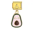 Pendentif charm italien avocat rose mignon pour bracelets et bijoux modulaires DIY - Style Avocat à Pulpe Rose (ICG399-1)