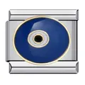Maglia charm modulare italiana con design malocchio blu in smalto e acciaio inossidabile - Stile Malocchio (ICJ751)