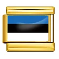 Maillon de bracelet modulaire italien doré arborant le drapeau national de l'Estonie - Drapeau de l'Estonie / Or