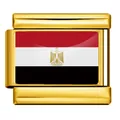 Charm modulaire italien en acier inoxydable doré avec le drapeau de l'Égypte - Drapeau Égypte / Or