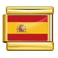 Charme italien drapeau espagnol en acier inoxydable doré pour bracelets modulaires - Drapeau de l'Espagne / Or