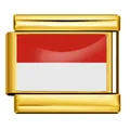 Maillon modulaire italien doré avec drapeau indonésien pour bracelet DIY en acier inoxydable - Drapeau Indonésie / Or