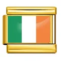 Maillon de bracelet modulaire italien avec drapeau irlandais sur base plaquée or - Drapeau de l'Irlande / Or