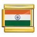 Maillon de charme italien en acier inoxydable doré avec drapeau indien pour bracelets DIY - Drapeau de l'Inde / Or