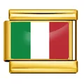 Breloque modulaire en acier inoxydable doré avec drapeau italien pour bracelet DIY - Drapeau de l'Italie / Or