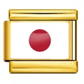 Maillon de breloque italienne en acier doré avec drapeau du Japon pour bijoux personnalisés - Drapeau du Japon / Or