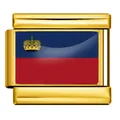 Maillon de bracelet italien drapeau Liechtenstein fini or pour bijoux - Drapeau du Liechtenstein / Or