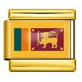 Maillon de charme italien doré avec drapeau du Sri Lanka pour bracelets DIY en acier - Drapeau du Sri Lanka / Or