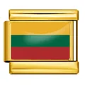 Maillon de charme italien doré avec drapeau de Lituanie pour bracelet personnalisable - Drapeau Lituanien / Or