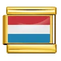 Maillon de bracelet italien doré avec motif drapeau luxembourgeois et finition époxy - Drapeau du Luxembourg / Or
