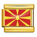 Maillon de bracelet italien en acier doré avec le drapeau de la Macédoine du Nord - Drapeau de la Macédoine du Nord / Or