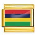 Charme modulaire italien drapeau mauricien en acier inoxydable doré - Drapeau de Maurice (ICY0001-MU) / Or
