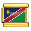 Maillon de charme italien en acier inoxydable doré avec drapeau de la Namibie pour DIY - Drapeau de la Namibie (ICY0001-NAM) / Or