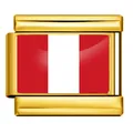 Maillon de bracelet italien haut de gamme en acier doré avec le drapeau du Pérou - Drapeau du Pérou (ICY0001-PE) / Or
