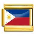 Maillon de breloque italien en acier doré avec le drapeau national des Philippines - Drapeau des Philippines (ICY0001-PH) / Or
