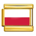 Breloque modulaire italienne dorée avec le drapeau de la Pologne. - Drapeau de la Pologne (ICY0001-PL) / Or