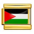 Maillon de bracelet italien modulaire doré avec le design du drapeau palestinien - Drapeau de la Palestine (ICY0001-PSE) / Or