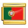 Breloque modulaire italienne plaquée or avec le drapeau national du Portugal - Drapeau du Portugal (ICY0001-PT) / Or