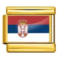 Charm italien doré avec drapeau de la Serbie pour bracelets DIY en acier inoxydable - Drapeau de la Serbie (ICY0001-RS) / Or
