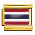Maillon de charme italien doré de luxe drapeau Thaïlande pour bracelet modulaire - Drapeau de la Thaïlande (ICY0001-TH) / Or