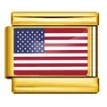 Maillon de breloque italienne en acier inoxydable doré avec drapeau des États-Unis - Drapeau des États-Unis (ICY0001-US) / Or