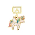 Detalle del charm de unicornio de esmalte blanco con melena y cola de purpurina - Unicornio 2 / Dorado