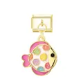 Close-up of a vibrant pink and gold tropical fish charm for Italian modular bracelet - Anglerfish Print / Gold