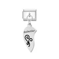 Stainless steel Italian charm link with engraved heart Godmother pendant - Godmother Engraved (FM_0178)