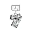 Charme de koala en argent brillant avec cristaux étincelants pour bracelet modulaire DIY - Koala / Argent