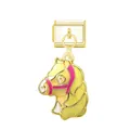 Pendentif italien doré avec tête de cheval jaune pailletée pour bracelets DIY - Poney / Or