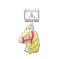 Pendentif tête de cheval jaune mignon pour bracelets à maillons italiens personnalisés - Poney / Argent
