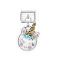 Charm de unicornio de esmalte para pulsera modular italiana con cuerno de oro brillo - Unicornio 5 / Plateado