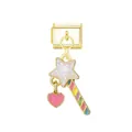 Abalorio dorado para pulsera modular italiana con varita de estrella y corazón rosa - Varita Mágica / Dorado