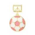 Maglia per bracciale modulare italiano dorato con pendente a forma di pallone rosa glitter - Motivo da Calcio / Oro