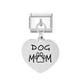 Silver stainless steel heart charm with 'DOG MOM' engraving for modular bracelet - Dog Mom Engraved (FM_0195)