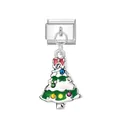 Festlicher silberfarbener Weihnachtsbaum-Emaille-Charm-Link mit bunten Strasssteinen - Weihnachtsbaum 1 / Silber