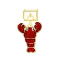 Dettaglio charm aragosta in smalto rosso su maglia dorata per bracciale modulare italiano - Aragosta / Aragosta (Fibbia Dorata)