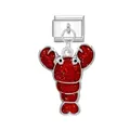 Ciondolo a forma di aragosta in smalto rosso per bracciale modulaire italiano fai da te - Aragosta / Aragosta (Fibbia Argento)