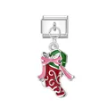 Charm calza di Natale in smalto per bracciali modulari italiani accessorio gioielli DIY - Calze di Natale / Argento