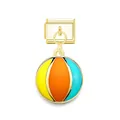 Gold-plated Italian modular bracelet charm featuring a vibrant enamel beach ball pendant - Beach Ball Pattern / Gold
