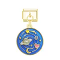 Gold-plated Italian modular bracelet charm with a blue enamel space galaxy dangle - Planet Pattern / Gold
